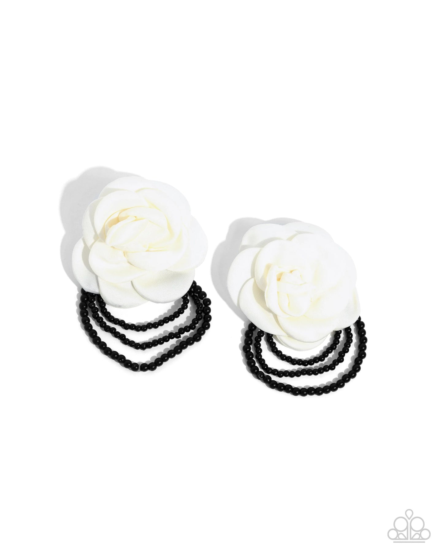 Paparazzi Dramatic Dame - White Post Earrings