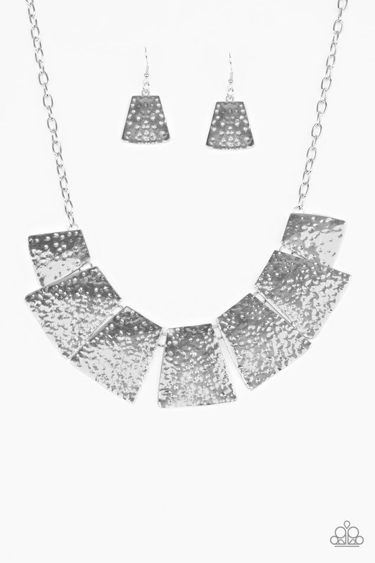 HERE COMES THE HUNTRESS" SILVER NECKLACE & EARRING SET