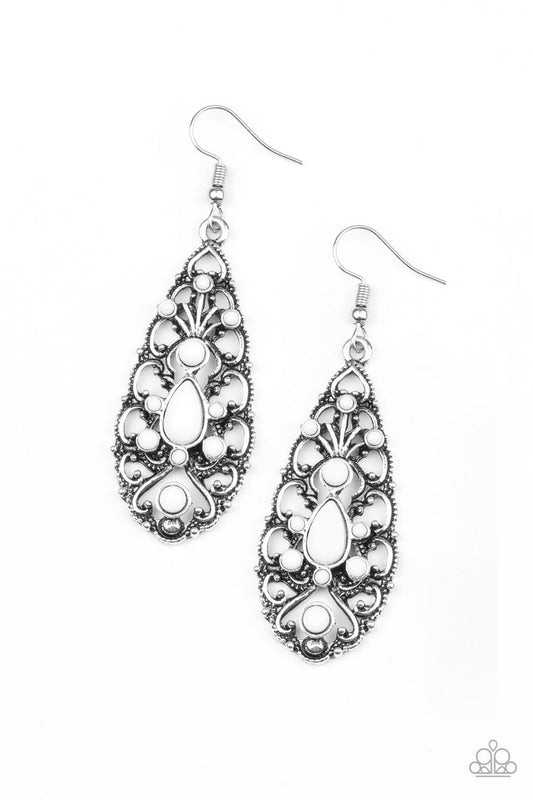 Paparazzi  Fantastically Fanciful - White  Earrings