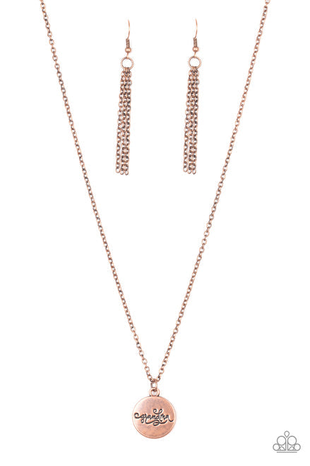 Paparazzi Worlds Best Grandma - Copper Necklace