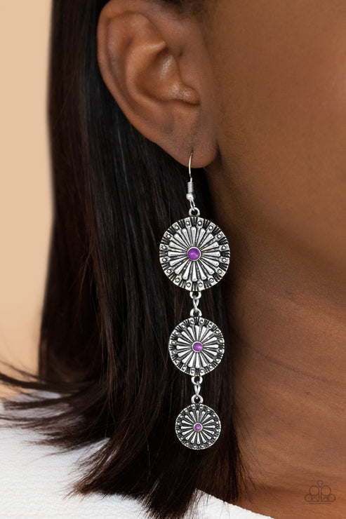 Paparazzi  Festively Floral - Purple  Earrings