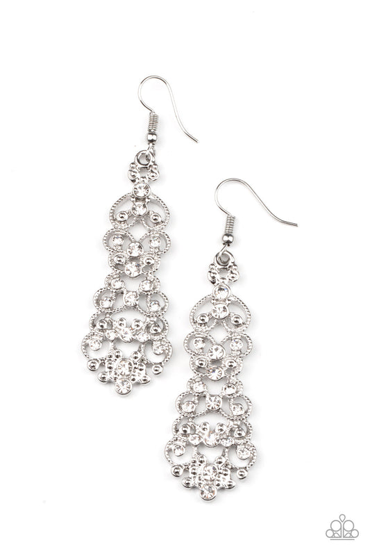 Diva Decorum-White Earring-Paparazzi Accessories