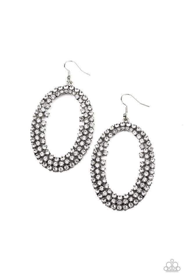 RADICAL RAZZLE - WHITE RHINESTONE EARRINGS - PAPARAZZI ACCESSORIES