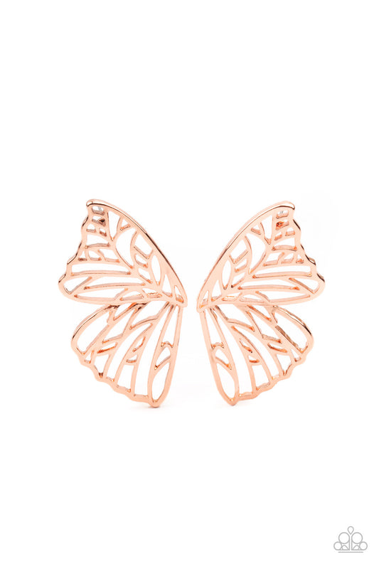 Butterfly Frills - copper - Paparazzi earrings