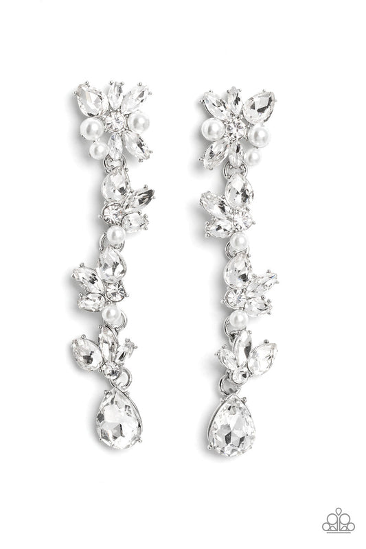 Light at the Opera - white - Paparazzi earrings