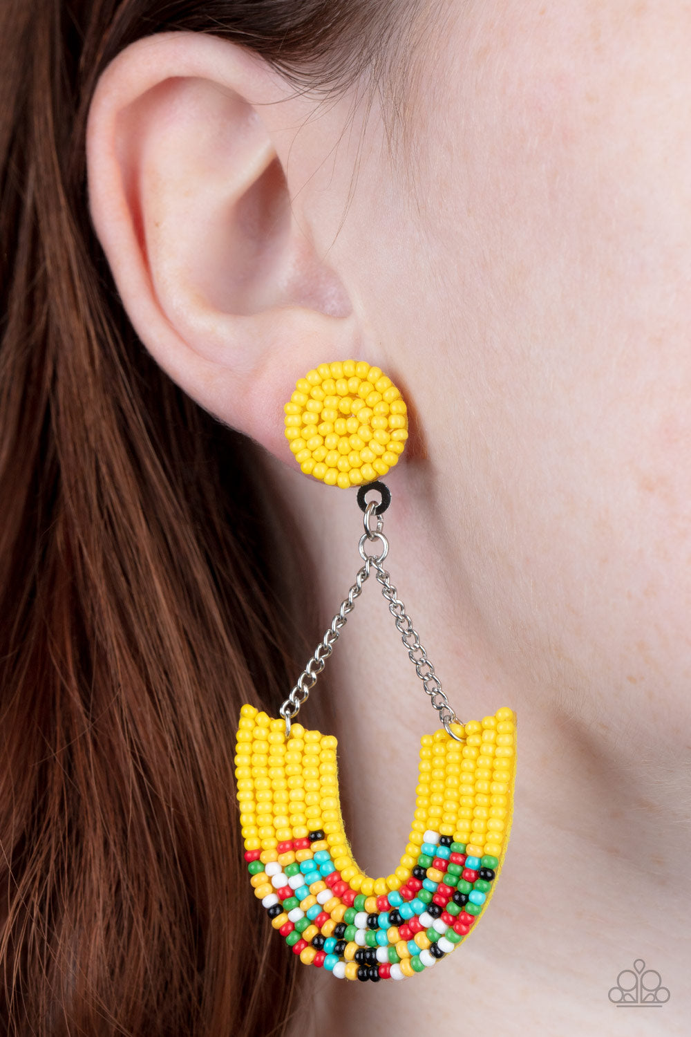 Make it RAINBOW - yellow - Paparazzi earrings