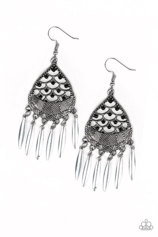 Wolf Den - Black Earrings - Paparazzi Accessories