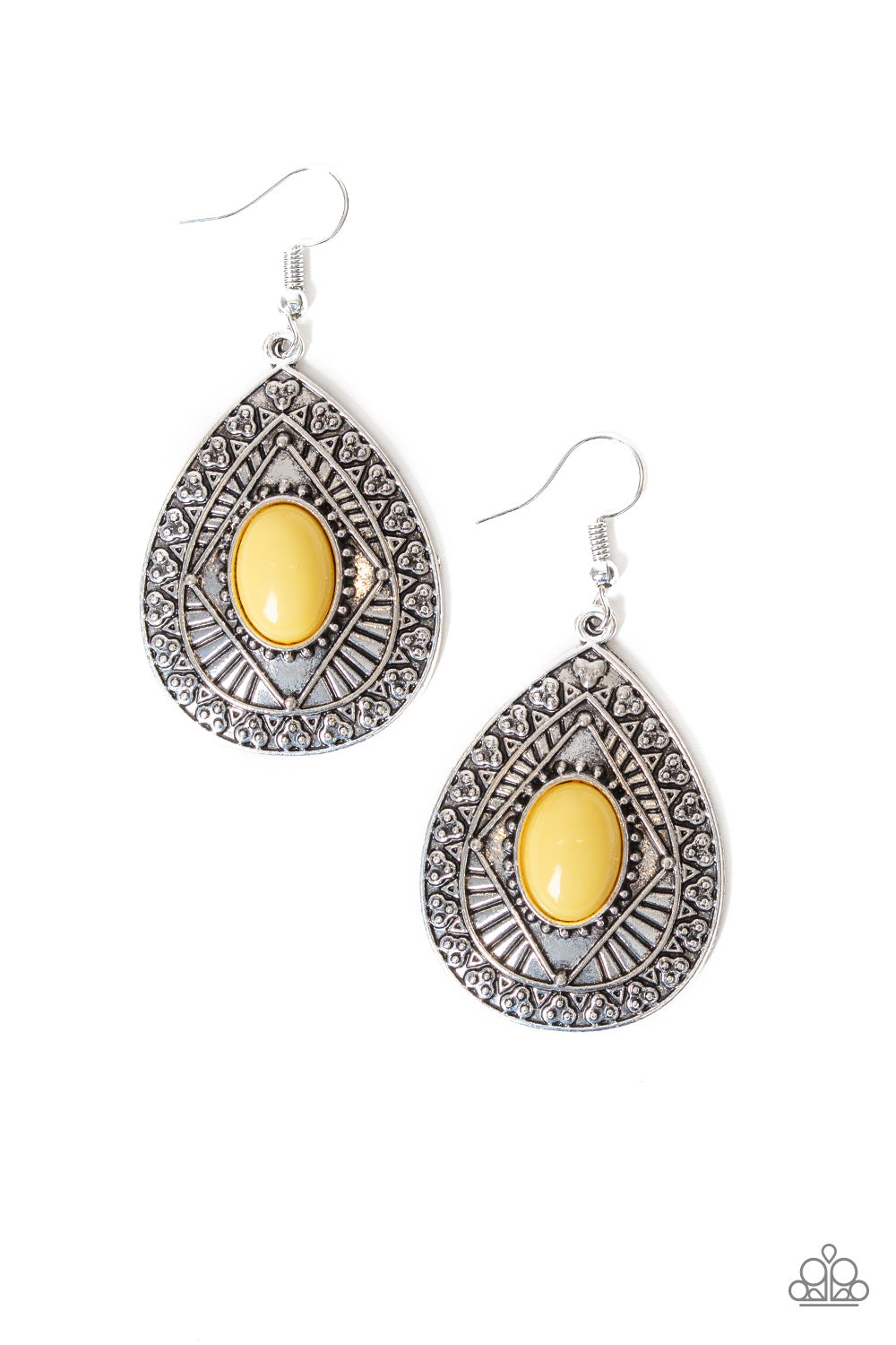 PAPARAZZI "TROPICAL TOPOGRAPHY" YELLOW EARRINGS