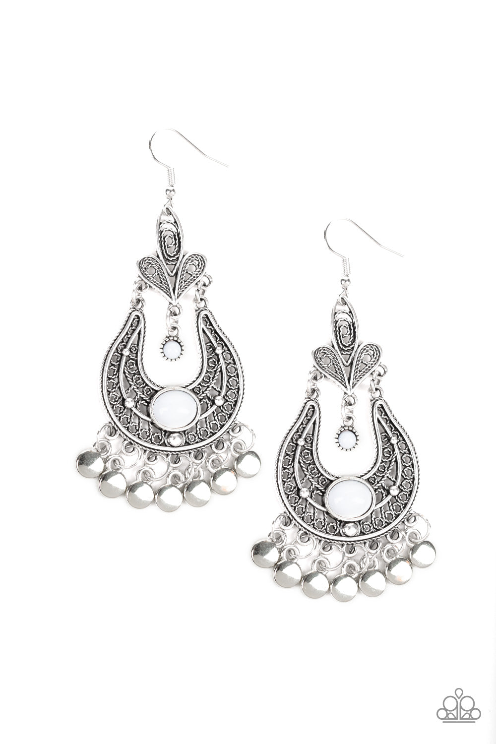 PAPARAZZI "FIESTA FLAIR" WHITE EARRINGS